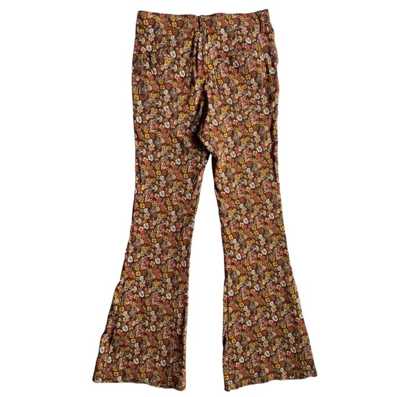 Hollister Womens Retro Floral Flare Pants Size M Boho 70s Y2K Hippie Mushrooms - Picture 4 of 13